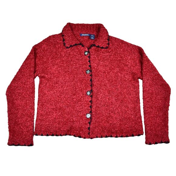 Vintage Wind River pomegranate red soft button up cardigan sweater medium/large - Picture 1 of 8